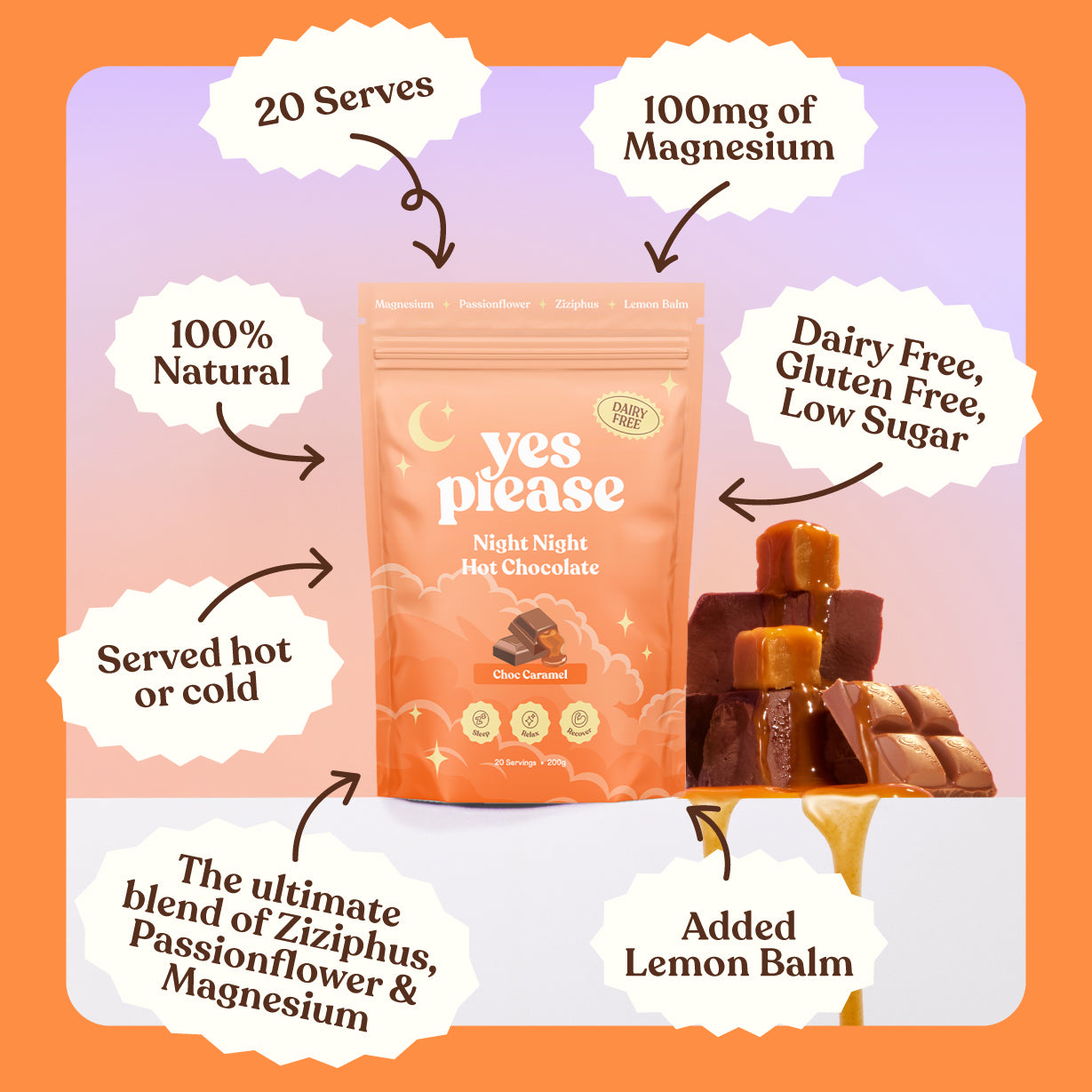 Night Night Hot Chocolate Dairy Free - Choc Caramel