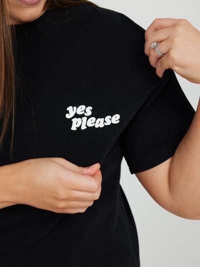 Yes Please Tee - Black with White