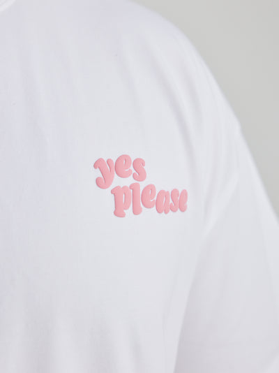 Yes Please Tee - White with Pink